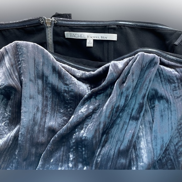 RACHEL Rachel Roy Womens Velour Strapless Cocktail Dress Metallic Size 8 - Picture 6 of 7